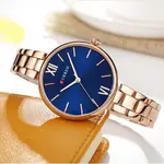 Curren 9017 Stainless Steel Analog Wrist Watch for Women – Dial Color: Blue, Strap Color:  Brown  – Thumbnail 2