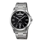 CASIO MTP-1381D-7AVDF ENTICER Stainless Steel Silver Chain Men's Water Resistant Watch – Dial Color: Black, Strap Color: Silver – Thumbnail 1