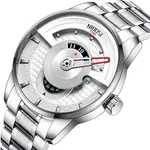 Nibosi 2509 High Quality Stainless Steel Fashion Men's Watch – Dial Color: Silver, Strap Color: Silver – Thumbnail 2