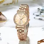 CRRJU 2494 Classic Fashion Rhinestone Diamond Movement Analog Dress  Women Watch – Dial Color: Gold, Strap Color:  Brown  – Thumbnail 3