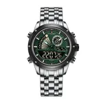 NAVIFORCE NF9205 Mechanical Style Dual Display Sports Men’s Watch – Dial Color: Green, Strap Color: Silver – Thumbnail 1