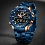 NAVIFORCE NF9195 Stainless Steel Dual Time Men's Watch – Dial Color: Blue, Strap Color: Blue – Thumbnail 3