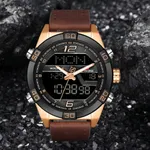 NAVIFORCE NF9128 Dual Display PU Leather Men's Watch – Dial Color: Rose, Strap Color:  Brown  – Thumbnail 3