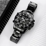 Skmei 1850 Dual Movement Waterproof Multifunction Men's Watch – Dial Color: Black, Strap Color: Black – Thumbnail 3