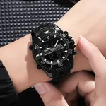 Skmei 1850 Dual Movement Waterproof Multifunction Men's Watch – Dial Color: Black, Strap Color: Black – Thumbnail 4