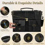 RAINSMORE Mens Messenger Bag 15.6 Inch Waterproof Leather Office Work Bag – Color: Black – Thumbnail 2