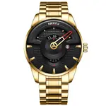 Nibosi 2509 High Quality Stainless Steel Fashion Men's Watch – Dial Color: Black, Strap Color: Gold  – Thumbnail 1