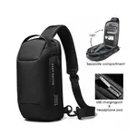 Bange 22085 Anti-theft Water Resist High Density Fabric Cross body Chest Bag – Color: Black – Thumbnail 2