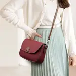 Women's Maroon PU Leather Crossbody Shoulder Bag – Thumbnail 3