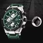 Naviforce NF8028 Luxury Genuine Leather Straps Chronograph Sports Men's Watch – Dial Color: Green, Strap Color: Silver – Thumbnail 4
