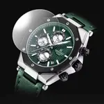 Naviforce NF8028 Luxury Genuine Leather Straps Chronograph Sports Men's Watch – Dial Color: Green, Strap Color: Silver – Thumbnail 5