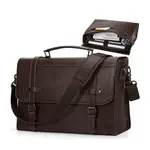 RAINSMORE Mens Waterproof Vintage Leather 17 Inch Large Office Business Bag – Color: Gray – Thumbnail 1