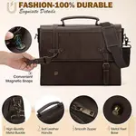 RAINSMORE Mens Waterproof Vintage Leather 17 Inch Large Office Business Bag – Color: Gray – Thumbnail 3