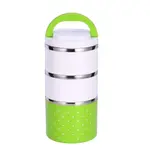 Multicolor 3 Container Plastic Snack Tiffin Lunch Box  – Color: Green – Thumbnail 2