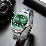 Nibosi 2597 High Quality Stainless Steel Belt Calendar Men's Watch – Dial Color: Green, Strap Color: Silver – Thumbnail 2