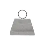 Synthetic Material & Magnetic Closure Party Silver Clutche – Thumbnail 2