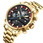 Nibosi 2513 High-Quality Stainless Steel Chronograph Men's Watch – Dial Color: Black, Strap Color: Gold – Thumbnail 2