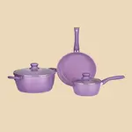 Gazi FE 2208 - 5C Non-Stick Cookware Fry Pan Set - Pink color – Thumbnail 2
