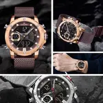 Naviforce NF9172 Stainless Steel Dual Movement Fashion and Casual Men's Watch – Dial Color: Rose Gold, Strap Color: Maroon – Thumbnail 4