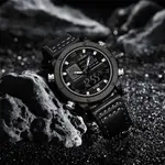Naviforce NF9236 Military Style Comfortable Leather Strap Dual Movement Sports Men’s Watch – Dial Color: Grey, Strap Color: Black – Thumbnail 5