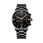 CRRJU 2222 High Quality Stainless Steel Multifunctional Analog Quartz Classic Men's Watch – Dial Color: Black, Strap Color: Silver – Thumbnail 1