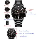 CRRJU 2222 High Quality Stainless Steel Multifunctional Analog Quartz Classic Men's Watch – Dial Color: Black, Strap Color: Silver – Thumbnail 4