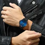 CRRJU 2172 High-Quality Slim Stainless Steel Strap Analog Quartz Formal Men’s Watch – Dial Color: Silver, Strap Color: Blue – Thumbnail 4