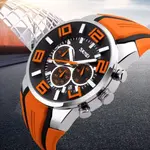 SKMEI 9128 PU Leather Analog Stylish Sporty Men's Watch – Dial Color: Black, Strap Color: Orange – Thumbnail 2