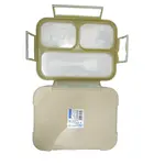 3-Compartment Leak-Proof Food-Grade Plastic Lunch Box – Color: Green – Thumbnail 2
