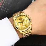 Nibosi 2301 High Quality Stainless Steel Chronograph Men's Watch – Dial Color: Gold, Strap Color: Gold – Thumbnail 3