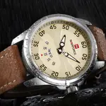 Naviforce NF9124 Luxury Leather Strap Quartz Analog Casual Style Fashion Men's Watch – Dial Color: Silver, Strap Color:  Brown  – Thumbnail 3
