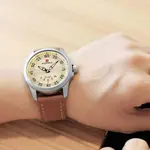 Naviforce NF9124 Luxury Leather Strap Quartz Analog Casual Style Fashion Men's Watch – Dial Color: Silver, Strap Color:  Brown  – Thumbnail 5