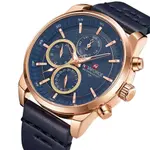 Naviforce NF9148 Custom Luxury Leather Strap Quartz Casual Men's Watch – Dial Color: Rose Gold, Strap Color: Blue – Thumbnail 3