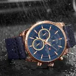 Naviforce NF9148 Custom Luxury Leather Strap Quartz Casual Men's Watch – Dial Color: Rose Gold, Strap Color: Blue – Thumbnail 5
