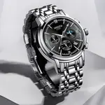 Nibosi 2516 High Quality Stainless Steel Luminous Men's Watch – Dial Color: Black, Strap Color: Silver – Thumbnail 3