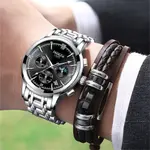 Nibosi 2516 High Quality Stainless Steel Luminous Men's Watch – Dial Color: Black, Strap Color: Silver – Thumbnail 5