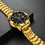 Nibosi 2502 Luxury Stainless Steel Strap With Luminous Men's Watch – Dial Color: Black Gold, Strap Color: Gold – Thumbnail 2
