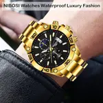 Nibosi 2502 Luxury Stainless Steel Strap With Luminous Men's Watch – Dial Color: Black Gold, Strap Color: Gold – Thumbnail 3