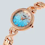 SKMEI 1738 Iced Elegant Round Dial Diamond Rhinestone Bracelet Design Women Watch – Dial Color: Blue, Strap Color:  Brown  – Thumbnail 2