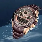 Naviforce NF9188 Luxury Stainless Steel Strap Analog Digital Sports Men's Watch – Dial Color: Rose Gold, Strap Color: Maroon – Thumbnail 3