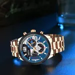 NIBOSI 2397 Luxury Stainless Steel Analog Men's Watch – Dial Color: Blue, Strap Color:  Brown  – Thumbnail 3