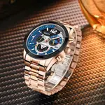 NIBOSI 2397 Luxury Stainless Steel Analog Men's Watch – Dial Color: Blue, Strap Color:  Brown  – Thumbnail 4