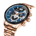 NIBOSI 2397 Luxury Stainless Steel Analog Men's Watch – Dial Color: Blue, Strap Color:  Brown  – Thumbnail 2