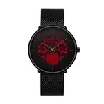CRRJU 2150 Black Mesh Stainless Steel Ultra Slim Modern Fashion Men's Watch – Dial Color: Orange, Strap Color: Black – Thumbnail 1