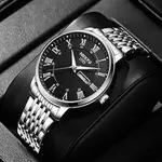  Nibosi 2527 Classic Stainless Steel Analog Fashion Men's Watch – Dial Color: Black, Strap Color: Silver – Thumbnail 2