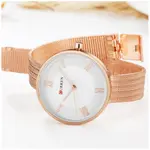CURREN 9020 Mesh Stainless Steel Analog Watch For Women – Dial Color: White, Strap Color:  Brown  – Thumbnail 3