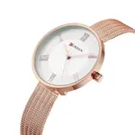 CURREN 9020 Mesh Stainless Steel Analog Watch For Women – Dial Color: White, Strap Color:  Brown  – Thumbnail 2