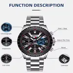 Nibosi 2505 High Quality Stainless Steel Fashionable Men's Watch – Dial Color: White Gold, Strap Color: Silver – Thumbnail 3