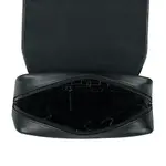 Premium Leather Brass Metal Nano Messenger Bag – Color: Black – Thumbnail 3