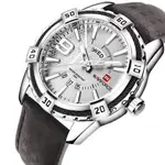 Naviforce NF9117L Comfortable Leather Strap Luxury Fashion and Sports Men's Watch – Dial Color: Silver, Strap Color:  Brown  – Thumbnail 3